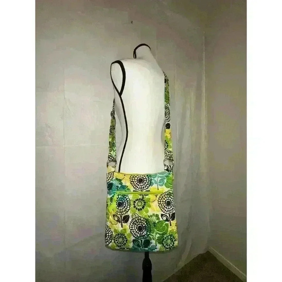 Vera Bradley All Limes Up Green Floral Crossbody Purse with Pockets - Picture 10 of 15